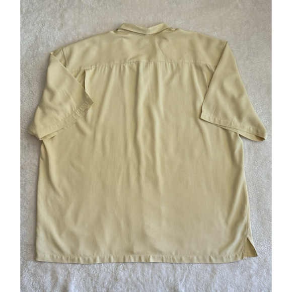 Tommy Bahama Men's Yellow 100% Silk Button-Down Shirt 3XT Big and Tall Relaxed - Picture 9 of 14